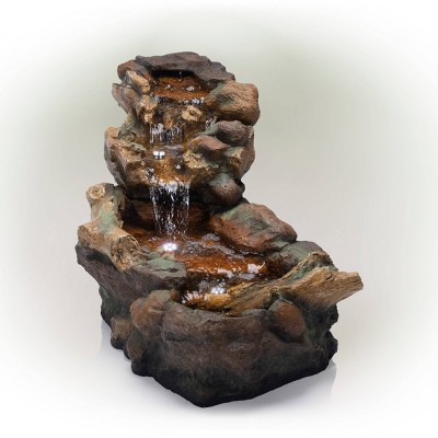 Alpine 20" Cascading Stone River Fountain with LED Lights Cool White