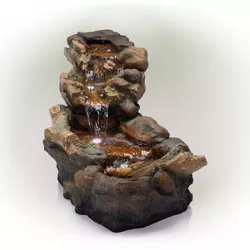20" Cascading Stone River Fountain with LED Lights Cool White - Alpine Corporation