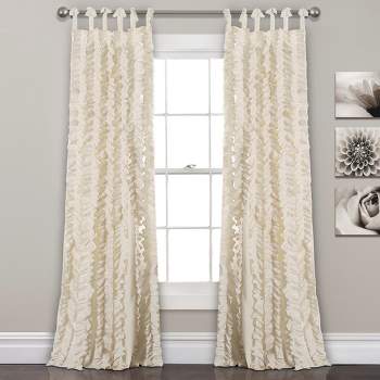 Home Boutique Sophia Ruffle Window Curtain - Ivory - 40 x 84 - 2 Panel Set