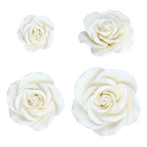 O'Creme White Garden Rose Gumpaste Flowers - Set of 8 - 1 of 3