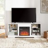58" Modern TV Stand with 3D Electric Fireplace, LED Lights, Glass Shelves, USB Charging Outlet, Wood Finish, Fits TVs up to 62" for Entryway - 3 of 4