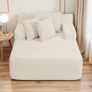 Velvet Single Lazy Sofa Lounge Chair with High-Density Foam & Fluffy Comfort - 1 of 4