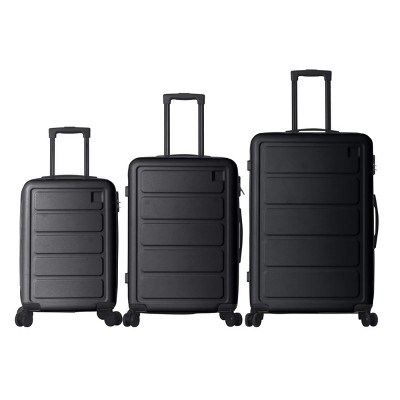 FURNIinspire Bag And Luggage Sets Hard Shell 3 Piece Suitcase Set, Travel Luggage Business Suitcases with Wheels, Black, 19.88"*10.63"*29.92"