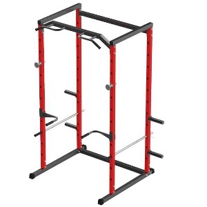 Power Rack, 1100LB Squat Rack for Home Gym - Pull-Up Bar Dip Bars Adjustable Safety Bars Integrated Storage Compact Setup - 1 of 4