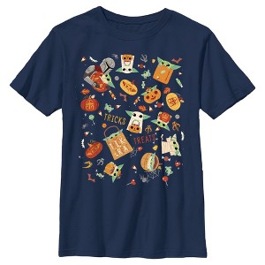 Boy's Star Wars The Mandalorian Halloween Candy Collage T-Shirt - 1 of 4