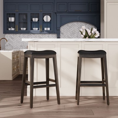 NicBex Dining Chairs Upholstered Chair Backless Saddle Bone Leather Seat Bar Stools for Kitchen, Bedroom