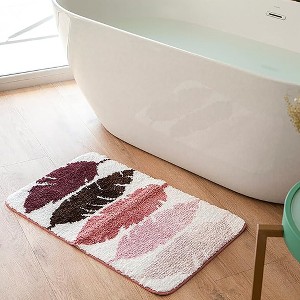 Zarkea™ 18" x 27" Boho Gradient Feather Design Microfiber Rug, Washable Anti-Slip Mat for Indoor/Outdoor & Pet Friendly Use - 1 of 4