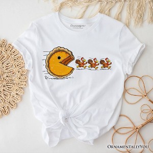 Pumpkin Pie Chasing Turkeys Funny T-Shirt, Retro Thanksgiving Fall Vibes Tee | OrnamentallyYou - 1 of 4