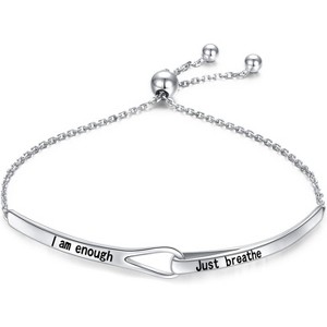 Adjustable Sterling Silver Infinity Bracelet - Engraved Inspirational Gift for Women - 1 of 4