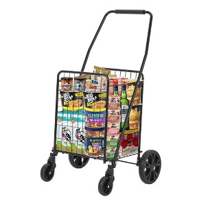 Folding Shopping Cart, 110 LB Capacity, Collapsible Grocery Cart with 22 gal Basket & Wheels, Lightweight Portable Shopping Trolley for Groceries - 1 of 4