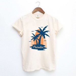 Simply Sage Market Women's Paradise Palm Tree Short Sleeve Garment Dyed Tee - 1 of 2