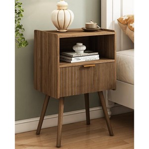 Generic Nightstand,Modern Bedside Table with Storage Drawer and Open Wood Shelf - 1 of 4