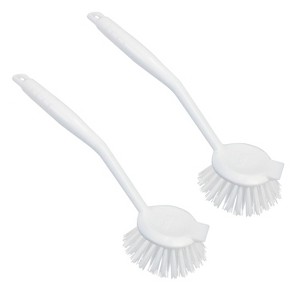 Lola Products Dish Brush w/Scraper, Durable Fiber Non-Scratch Bristles, Ergonomic Non-Slip Grip Handle, for Baked-on & Caked-on Messes, 2 Pack - 1 of 4