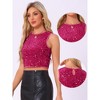 INSPIRE CHIC Women's Sequin Crop Round Neck Sleeveless Sparkly Glitter Club Party Tank Top - 2 of 4