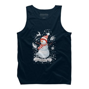 Men's Design By Humans Christmas snowman By werant Tank Top - 1 of 3