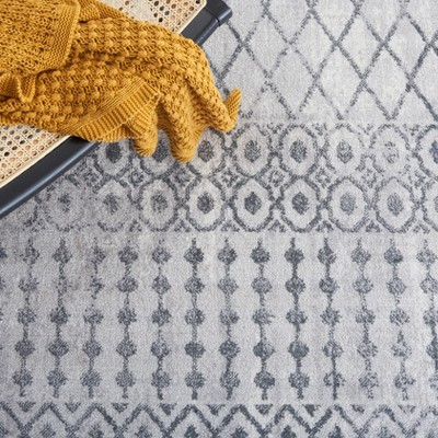 Ivory and Dark Grey Abstract Hand-knotted Square Rug