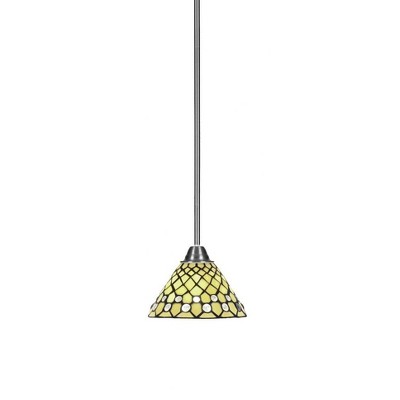Toltec Lighting Paramount 1 - Light Pendant in  Brushed Nickel with 7" Starlight Art Glass Shade