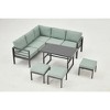 Cesicia 7-Piece Blue Patio Sofa Set with Adjustable Height Coffee Table for Backyard, Porch & Poolside - 2 of 4