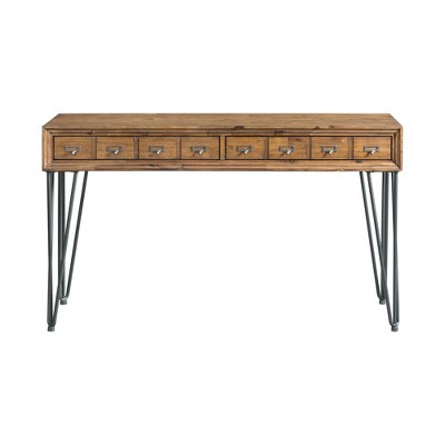 Tanner Light Walnut Industrial Sofa Table with Storage