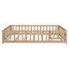 CAVINAS Full Size Wood Montessori Bed Frame,Modern Floor Bed Frame with Safety Guardrails and Door,Toddler Bed for Bedroom,Natural - 2 of 4