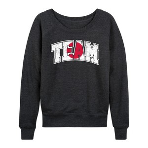 Women's - Instant Message - Team Japan Lightweight French Terry Wide Neck Long Sleeve Graphic Shirt - 1 of 4