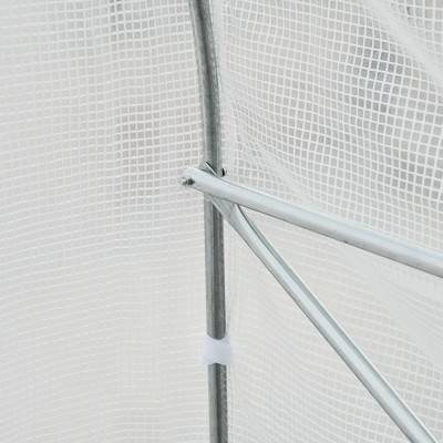 Outsunny White Steel Frame Walk-In Tunnel Greenhouse with Roll-Up Door