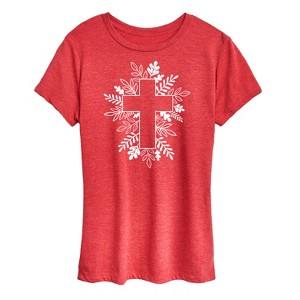 Women's - Instant Message - Foliage Cross Short Sleeve Graphic T-Shirt - 1 of 4