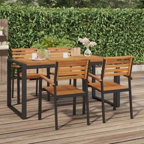 vidaXL Patio Table with U-shaped Legs 63 in.x31.5 in.x29.5 in. Solid Wood Acacia - image 1 of 4