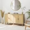 HOMCOM Bohemian Sideboard, Buffet Cabinet with Rattan Doors, Coffee Bar Cabinet with Shelves for Living Room, Hallway - 2 of 4