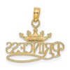 Black Bow Jewelry 14k Yellow Gold & White Rhodium Crown Princess Script Pendant, 20mm - 3 of 4