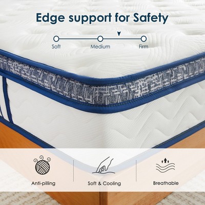 CSBDHOME 12 Inch Medium Firm Hybrid Mattress for Pressure Relief, Strong Edge Support, Wavy Pattern
