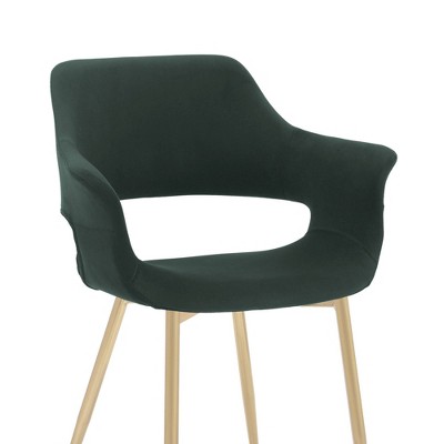 Gigi Green Velvet and Gold Metal Upholstered Arm Chair