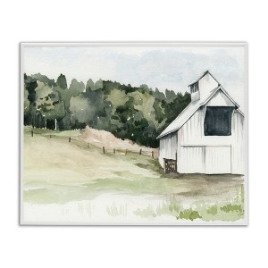 Stupell Industries Quiet Countryside Farmhouse Cottage Green Pasture Framed Giclee Art, White, 14" x 11" - 1 of 4
