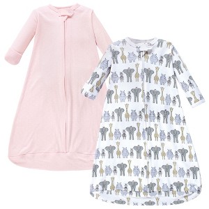 Hudson Baby Infant Girls Cotton Long-Sleeve Wearable Sleeping Bag, Sack, Blanket, Pink Safari - 1 of 4