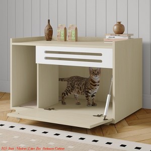 Cat Litter Box Enclosure Furniture Hidden Litter Box Cabinet Indoor Cat Washroom Pet House Dog Proof Hideaway - 1 of 4