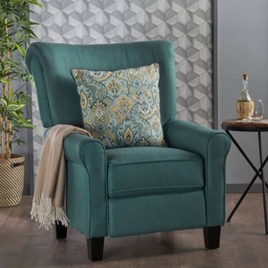 Thalia Traditional Fabric Recliner Dark Teal - Christopher Knight Home: Upholstered Polyester Chair, 90 Day Warranty - 1 of 4