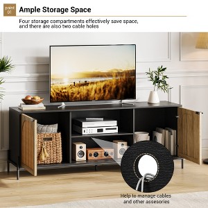 ODK TV Stand Fits TV up to 75'', Rattan Entertainment Center with Adjustable Shelf, Mid Century Modern Media Console Table for Living Room - 1 of 4