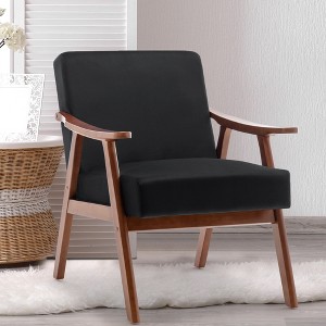 Mid-Century Accent Chair with Solid Wood Frame and Extra-Thick Backrest, 4W- ModernLuxe - 1 of 4