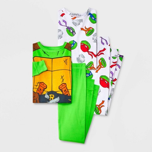 Boys' Teenage Mutant Ninja Turtles Uniform Snug Fit 4pc Pajama Set - Green  10