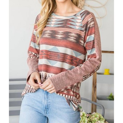 Women's Patterned Long Sleeve Top - HEIMISH USA