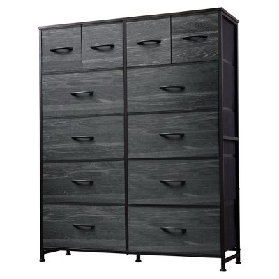 12-Drawer Tall Fabric Dresser with Wood Top and Steel Frame, Storage Chest of Drawers for Bedroom, Closet