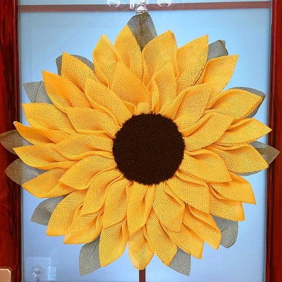 Charming Burlap Sunflower 22" Wreath, Vintage Front Door Decor with Rustic Farmhouse Style| OrnamentallyYou