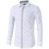 Men's Classic Vintage White Button Down Long Sleeve Shirt with Embroidery on Chest and Cuffs Roll-Up Sleeves - 4 of 4