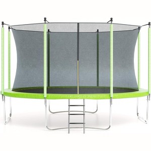 12FT Trampoline with Safety Enclosure Net & Ladder, Secure Outdoor Bounce for Family Fun, Backyard Trampoline for Kids and Adults - 1 of 4