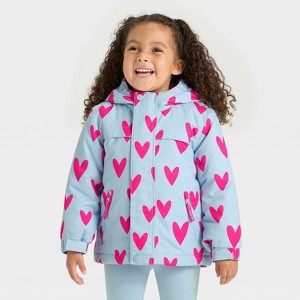 Toddler Girls' Hearts 3-in-1 Snowplay Jacket - Cat & Jack™ Light Blue - 1 of 2