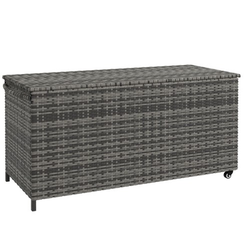 Black rattan discount garden storage bench