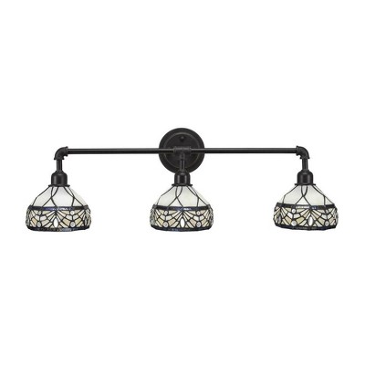 Toltec Lighting Vintage 3 - Light Vanity in  Dark Granite with 7" Royal Merlot Art Glass Shade