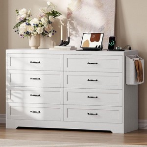 8 Drawers Dresser Vintage Double Dresser Chest of Drawers USB Power Station - 1 of 4