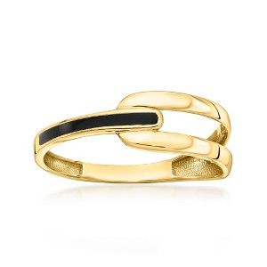 Ross-Simons 10kt Yellow Gold Open-Space Ring With Black Enamel - 1 of 4