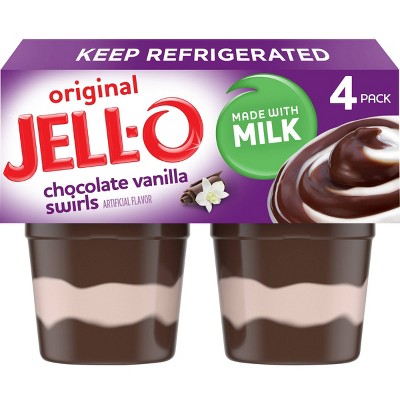 Jell-O Original Chocolate Vanilla Swirls Pudding Cups Snack - 15.5oz/4ct